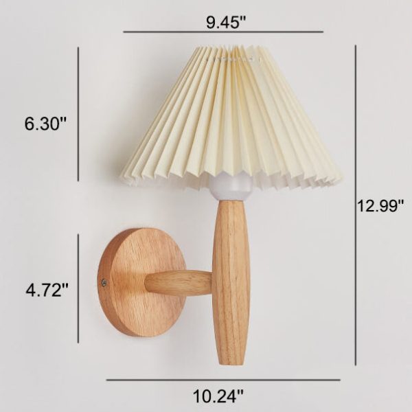 Vintage Wooden Pleated Umbrella Shade 1-Light Wall Sconce Lamp - Image 6