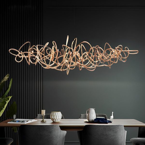 Irregular Creative Electroplate Hardware LED Postmodern Chandelier - Image 5