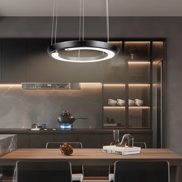 Modern LED Ring-Shaped Pendant Light with Acrylic Shades for Living Room - Image 3