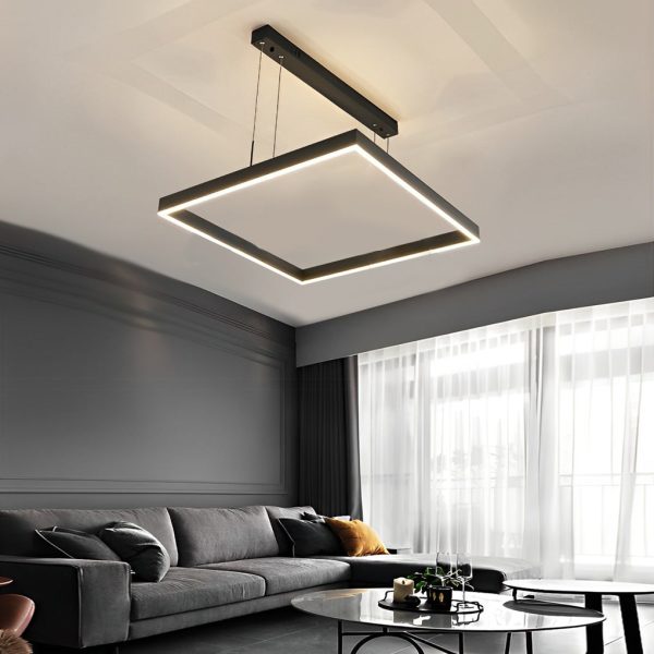 3 Layers Square Stepless Dimming LED Black Modern Chandelier with Remote Control - Image 3