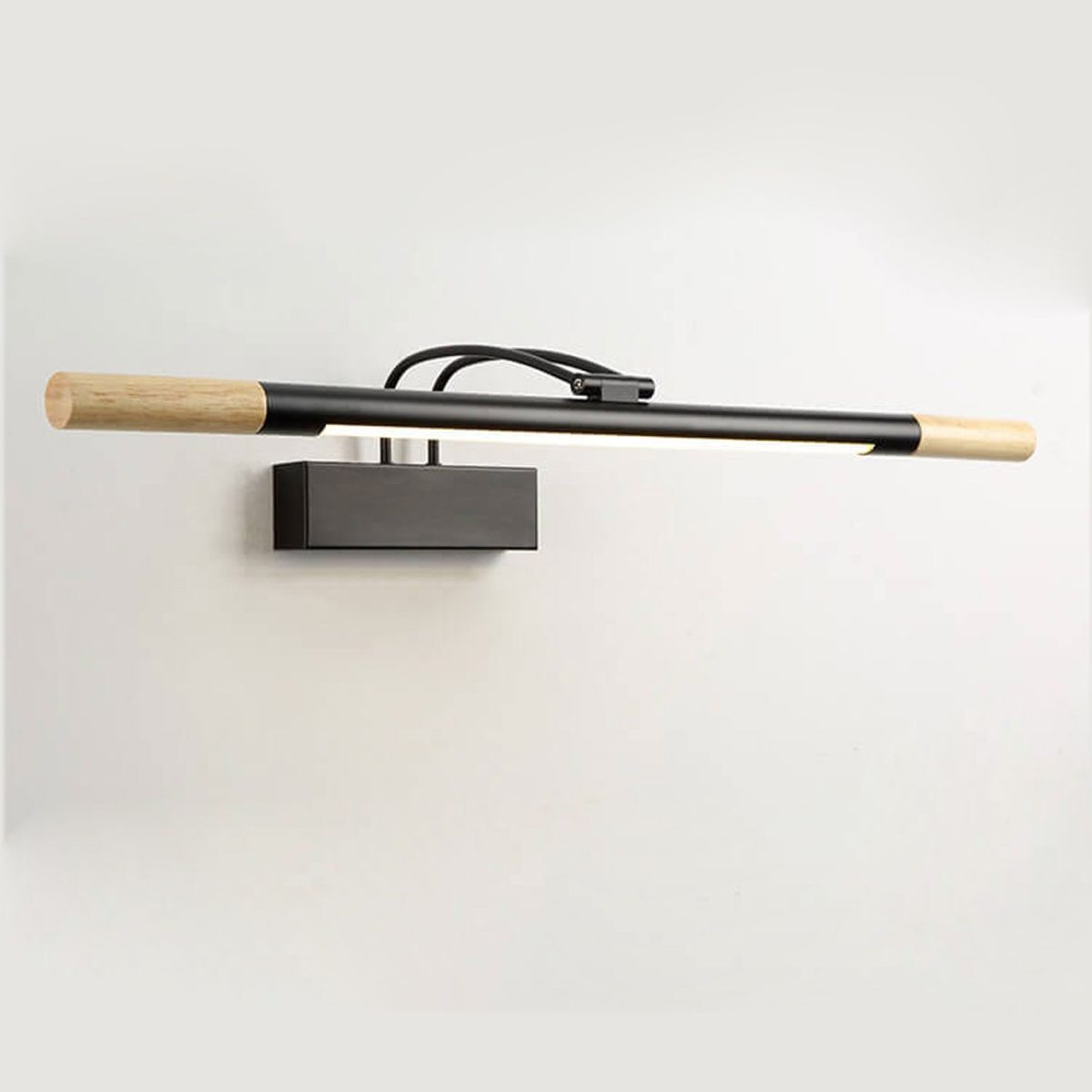 Nordic Solid Wood Curved Arm Long Vanity Light LED Wall Sconce Lamp - Image 5