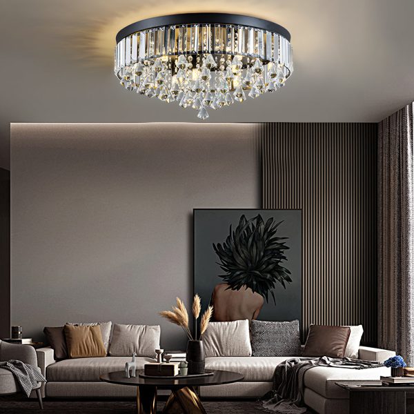 19'' Round Crystal Pendants LED Ceiling Lights Fixture Ceiling Lamp - Image 3