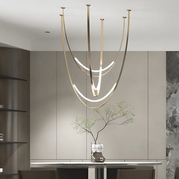 1/3 Leather Belts LED Pendant Light Modern LED Staircase Chandelier - Image 2