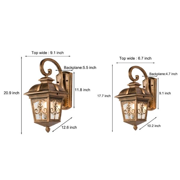 Waterproof Retro Elegant LED Glass European Style Outdoor Wall Lights - Image 7