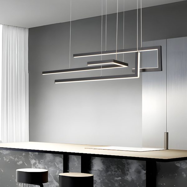 Strips Geometric LED Dimmable with Remote Control Nordic Dining Chandelier - Image 3