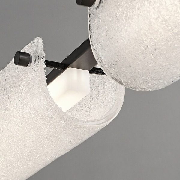 Modern Linear Copper Frosted Glass Long Kitchen Island Light - Image 5