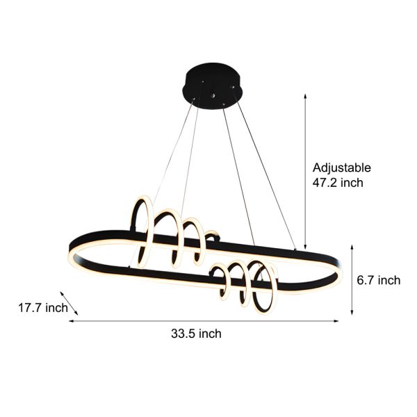 LED Dimmable Spiral Lines Dining Room Chandelier Hanging Lighting - Image 6