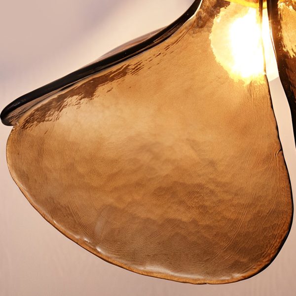 Four-leaf Flower Design Glass Copper Brown Retro Chandelier Hanging Lamp - Image 7