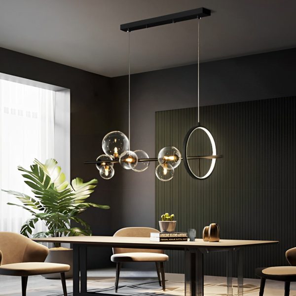 Circular Glass Bubbles LED Black Nordic Dining Room Chandeliers Light - Image 8