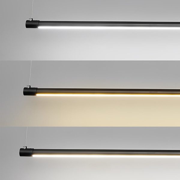 Minimalist Long Strip LED Stepless Dimming Black Nordic Chandelier Light - Image 8
