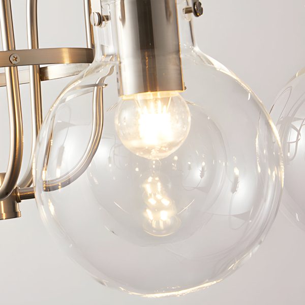 6-Light Glass Globe Shade Indoor Nickel Finish Chandelier - Image 6
