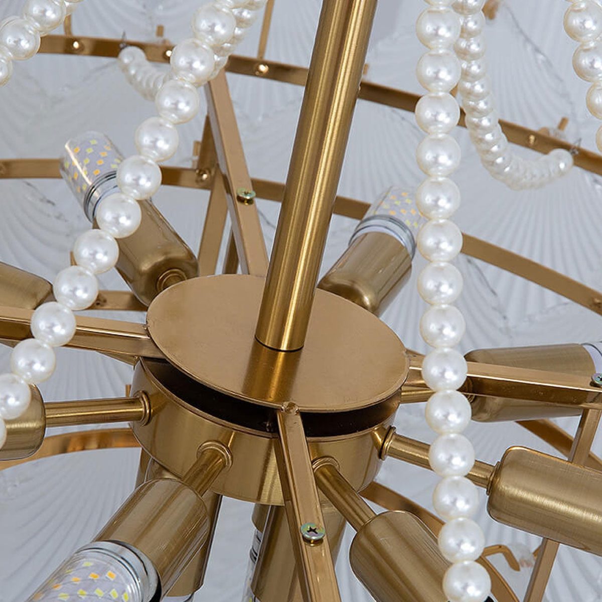 French Light Luxury Seashell Glass Pearl Round 5/6/ 8 Light Chandelier - Image 10