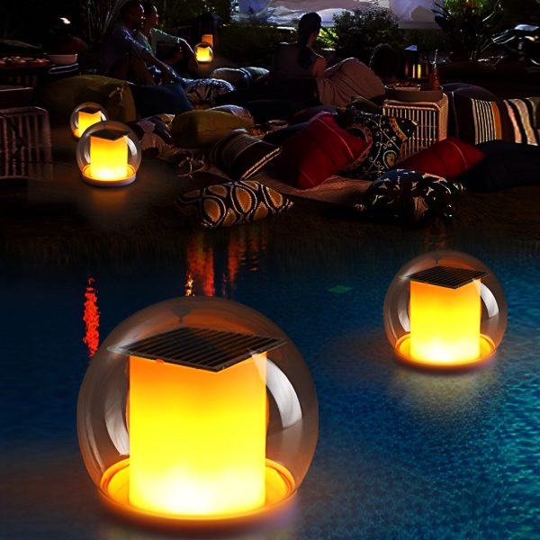 Intelligent Solar Floating Pool Lights with Smokey Ball Lampshade Multi-Mode Outdoor Lighting