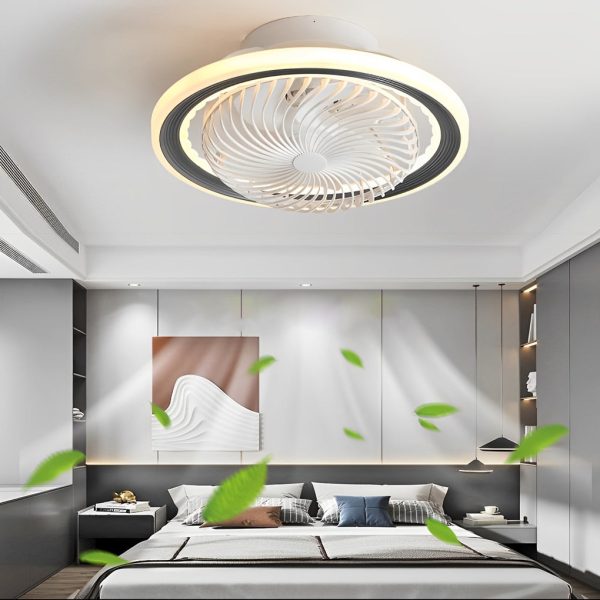 Round Mute Timing LED 3 Step Dimming Adjustable Bladeless Ceiling Fans - Image 3