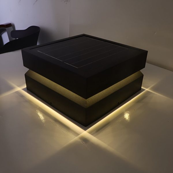 Square LED 16w Waterproof Black Modern Solar Post Caps Lights Pillar Light - Image 6