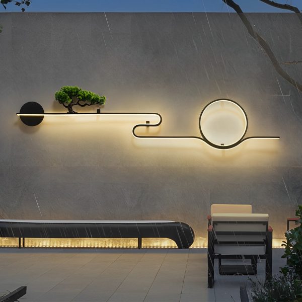 Moon Tree Scenery Waterproof LED Black Retro Outdoor Wall Lights Sconces - Image 5
