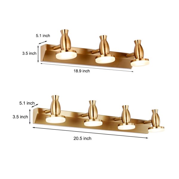 Adjustable Gold Bathroom Vanity Light with 180?? Rotatable Heads - 3/4 Light LED Fixture - Image 5