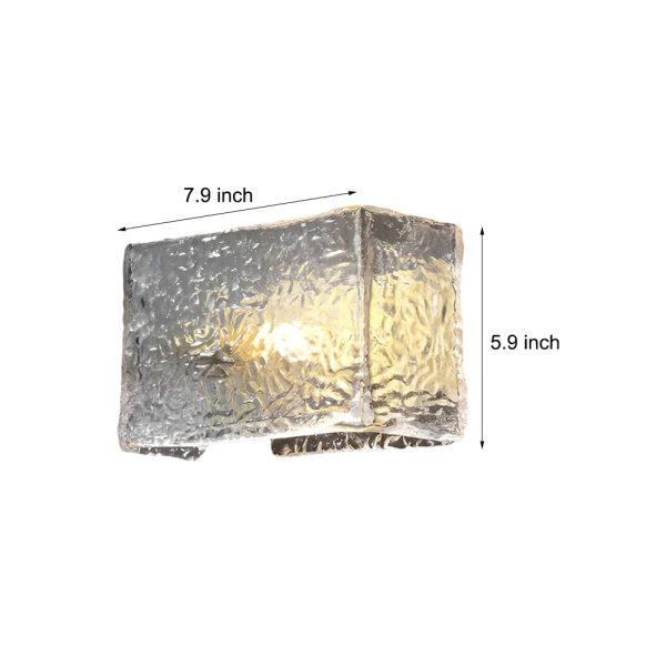 Elegant Rectangular Ripple Glass Bedside Wall Lamp - Modern Brass Fixture - Image 6