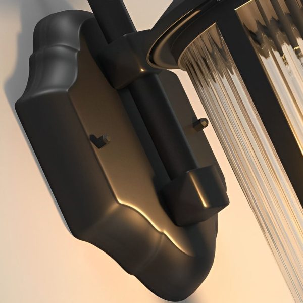 Waterproof Striped Glass Aluminum Black Retro Outdoor Wall Lights - Image 7