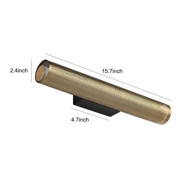 Gold Perforated Cylindrical Bathroom Vanity Light with Mesh Design - Image 6