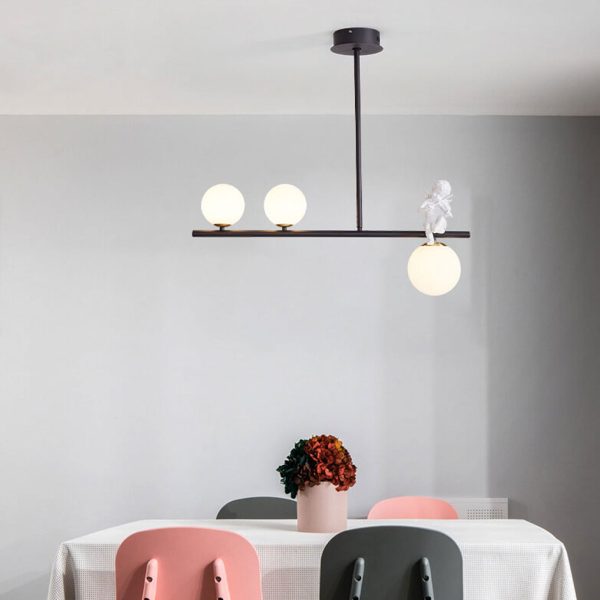 Nordic Luxury Long Glass Ball Angel Island Light 3/4 Light Chandelier - Image 2