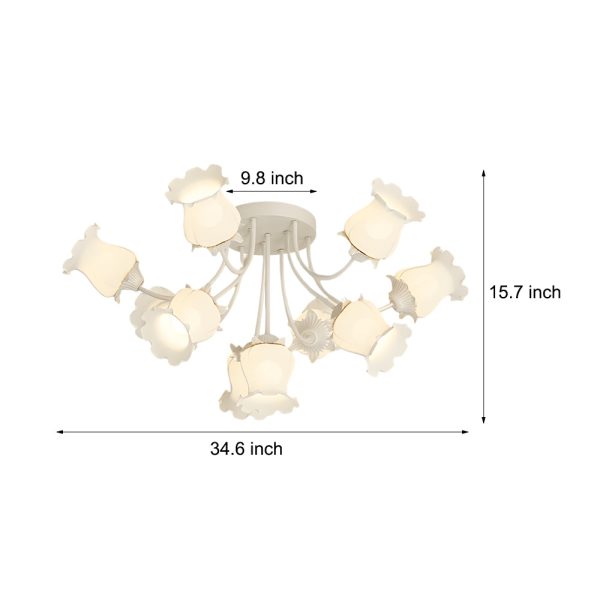 10 White Flowers 3 Step Dimming Creative Modern Ceiling Light Fixture - Image 5
