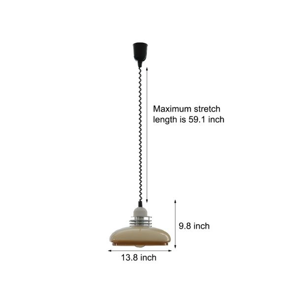 Round Glass Cream Retractable 3 Step Dimming Retro Nordic Pendant Lights - Image 6