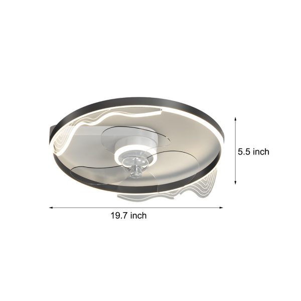 Round Acrylic Waves Decor LED Three Step Dimming Modern Ceiling Fan Lamp - Image 5