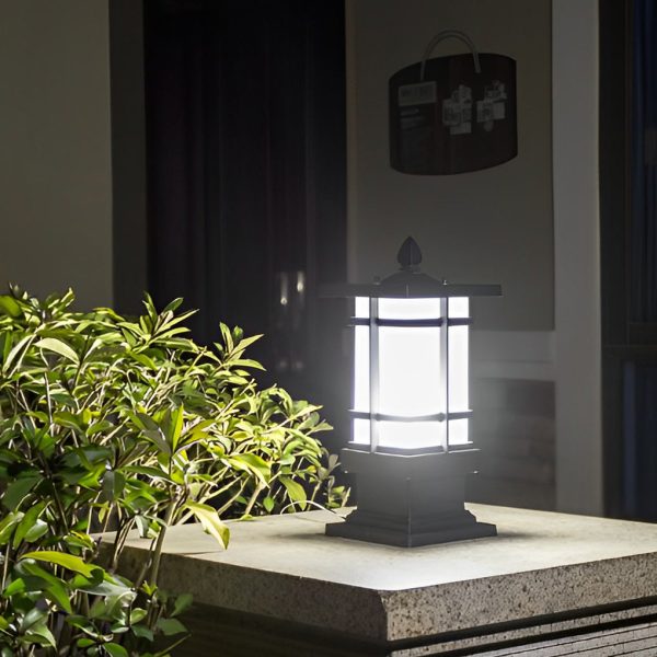 Waterproof Dimming with Remote Black Vintage Solar Fence Post Lights - Image 2