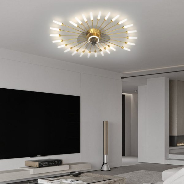 Creative Flower Mute Three Step Dimming Nordic Fans Ceiling with Lights - Image 3