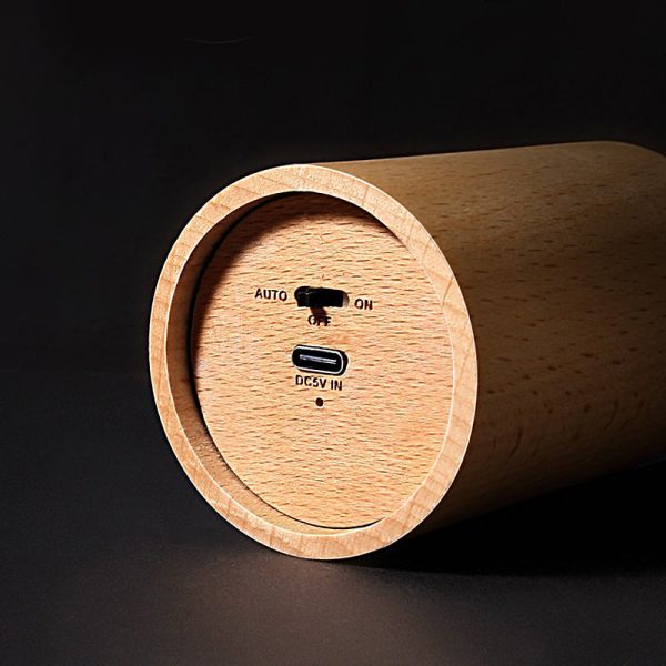 Candlelight Ambient Wood Cylinder Accent LED Table Lamp - Image 6
