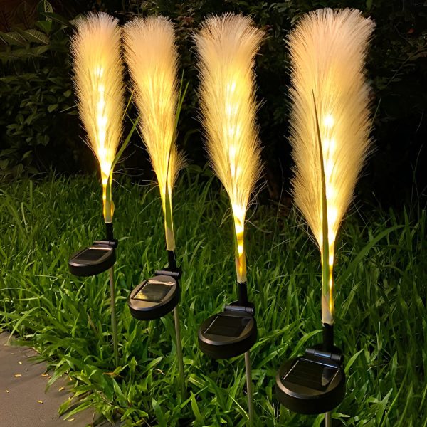 2PCS Creative Hairy Reed Decor LED Intelligent Modern Solar Lawn Lamp - Image 3