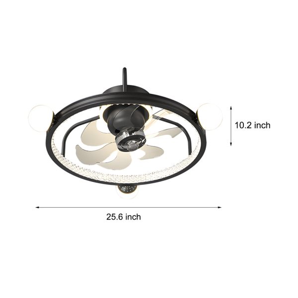 Round Acrylic Ball Decor 3 Step Dimming Modern Bladeless Ceiling Fan Light - Image 4