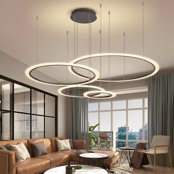 4 Circles Artistic Dimmable LED Modern Pendant Lighting Chandeliers - Image 5