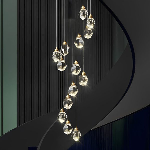 Spiral Crystal Electroplating Metal Modern Duplex Staircase Chandelier - Image 11
