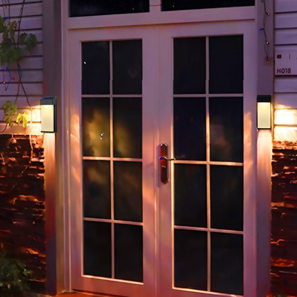 2 Pcs Rectangular LED Light-controlled Waterproof Outdoor Solar Sconce Lighting - Image 5