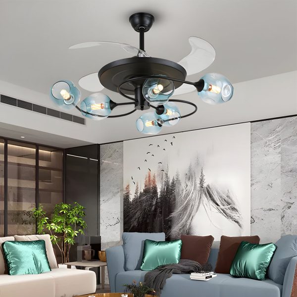 41-in 4 Blades Ceiling Fan Lights with 6/8-Light Glass Shades, Remote Control - Image 2