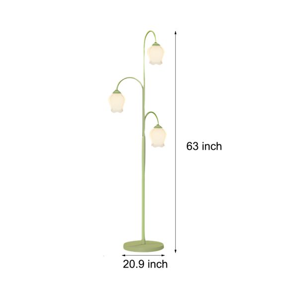 3-light Green Flower Dimmable Arc Hanging Tuilp Floor Lamp - Image 4