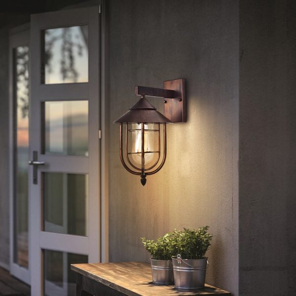 Waterproof Retro Iron Glass Motion Sensor Black Modern Outdoor Wall Lights - Image 3