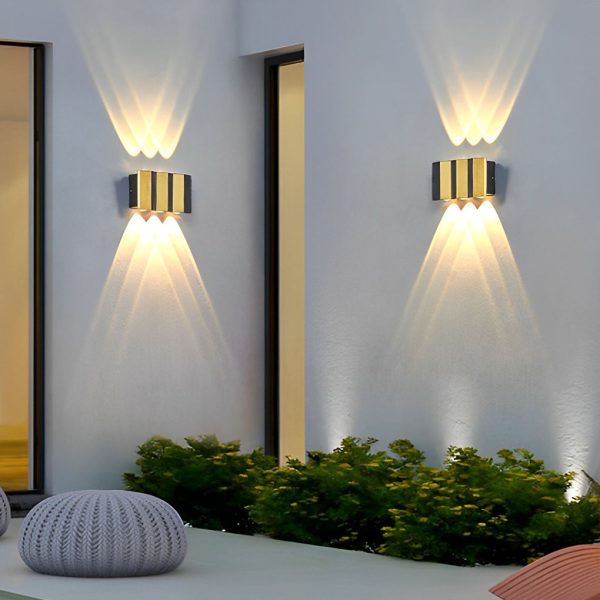 Black & Gold Aluminum LED Outdoor Up Down Wall Light - Image 3