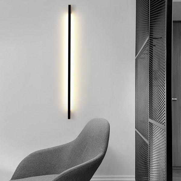 Minimalist Strip Three Step Dimming LED Black Postmodern Wall Lamp - Image 3
