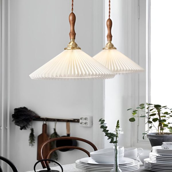 Classic Pleated Shaped LED White Nordic Pendant Lights Wall Lamp - Image 7