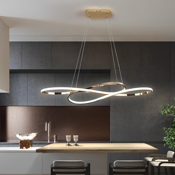 Wavy Double 8-shaped LED Stepless Dimming Nordic Chandelier Hanging Lamp - Image 4