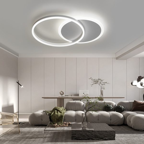 22'' Ambient LED Light Two Ringed Flush Mount Ceiling Light with Bulb - Image 4