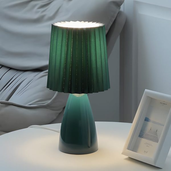 12 inch Pleated-Shade Glass Dimmable Table Lamp - Image 4