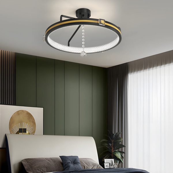 Round Rings Crystal Glass Ball Decor 3 Step Dimming Modern Ceiling Lights - Image 3
