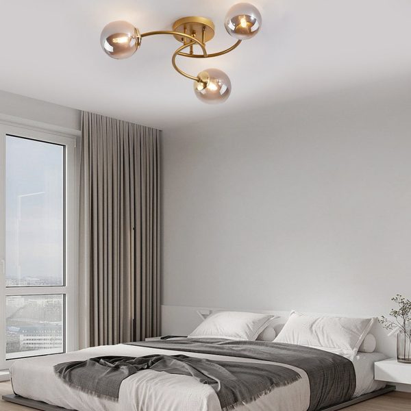 5-light Glass Globe Design Swirled Metal LED Modern Ceiling Lights - Image 4