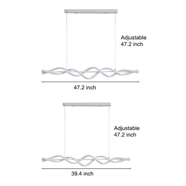 Long Strip Waves Spiral Dimmable LED White Modern Dining Room Chandeliers - Image 6