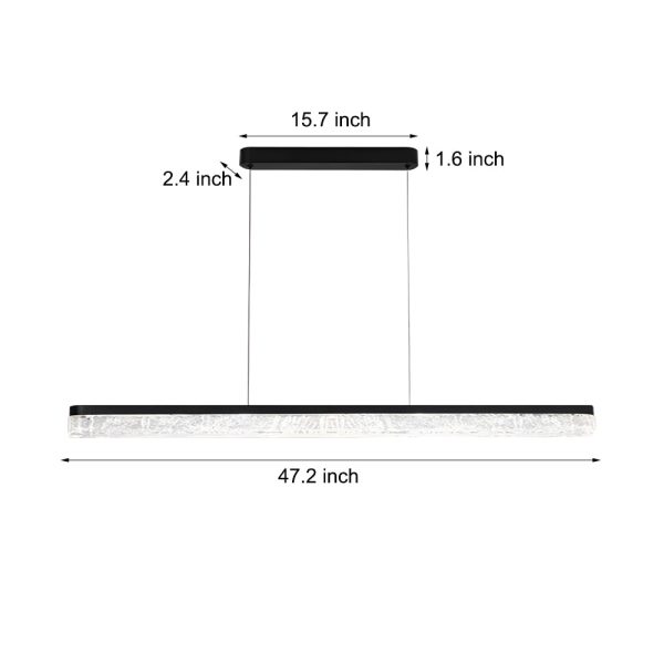 1 Light 47.24-In Island Light Dimmable Black Linear Pendant Light - Image 6