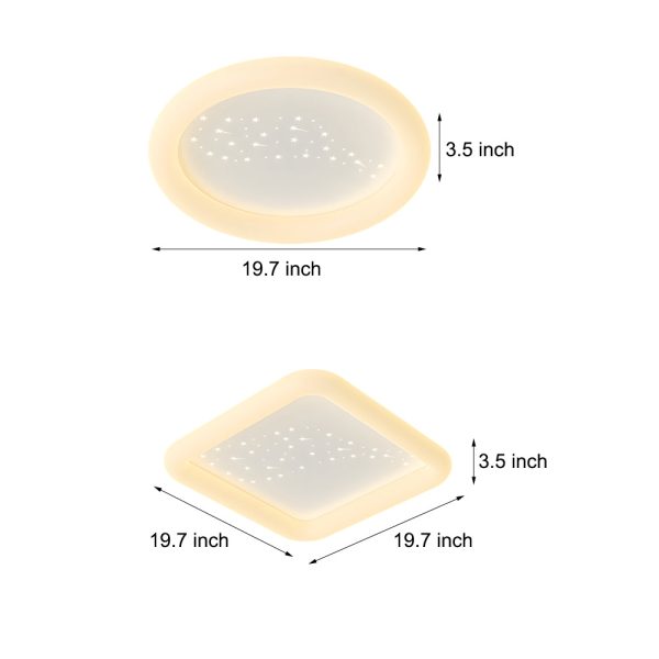 Square Round Three Step Dimming LED Milky White Modern Ceiling Light Fixture - Image 5